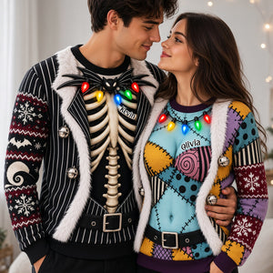 Spooky Couple Funny Sweatshirt - Personalized Gifts For Couple 01tyta061026
