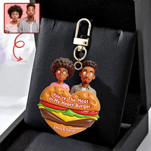 Cute Food Pun Keychain - Personalized Custom Photo Gift For Couples 02HUQN210126