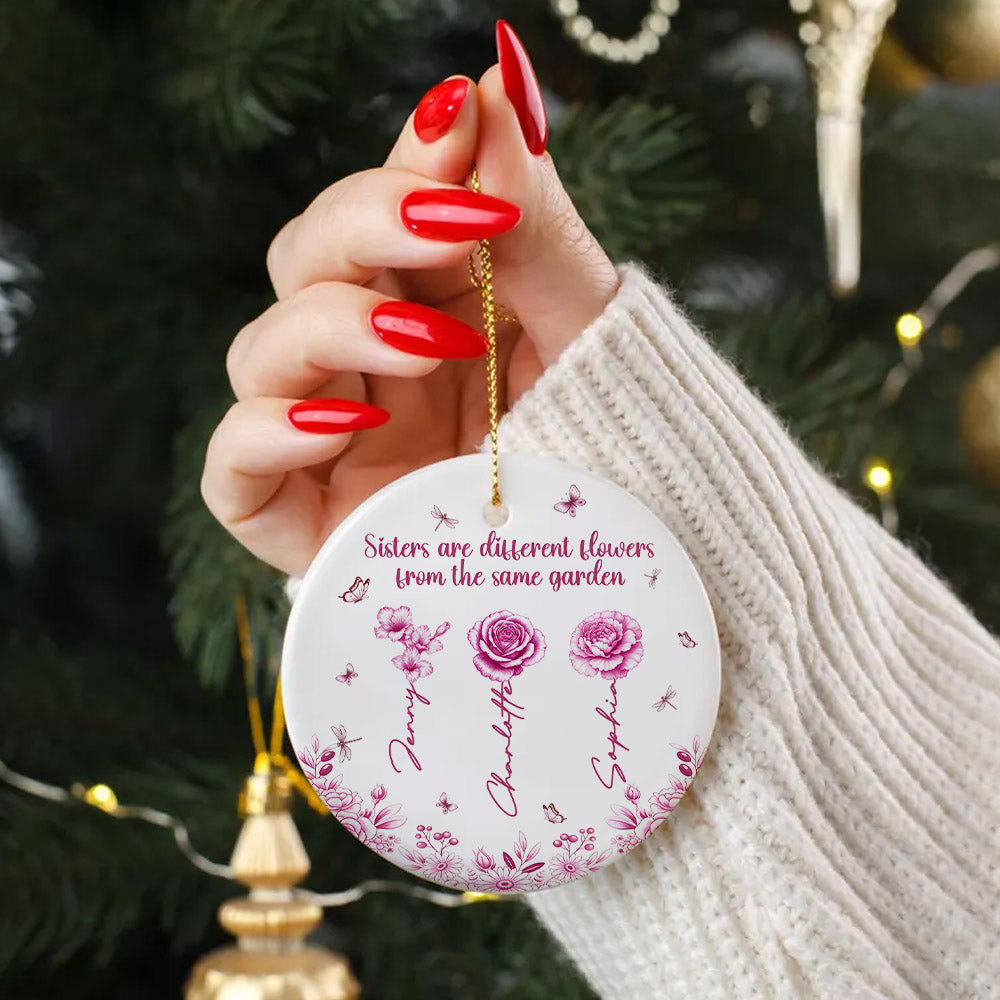 Birth Month Flowers Personalized Gifts For Besties Christmas Ceramic Ornament 03pgtn230825 - Ornament - GoDuckee