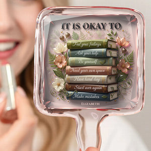 Floral Book Handheld Mirror - Personalized Gifts For Book Lovers 03PADT041225