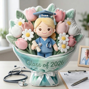 Graduation Nurse Bouquet Pillow  - Custom Photo Gifts For Nurse Pillow 02NALU270326