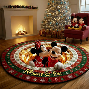 Couple Round Mat - Personalized Gifts For Couple Christmas Quilted Round Mat 04TGMG260925