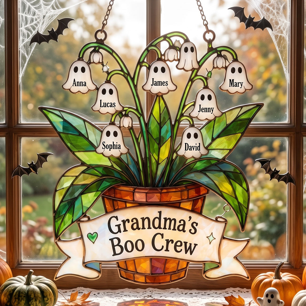 Ghost Grandma Lily Of The Valley Suncatcher Ornament - Personalized Gifts For Grandma 02natn010826