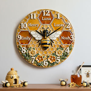 Grandma Bee Acrylic Hanging Wall Clock - Personalized Gifts For Grandma 04natn271225