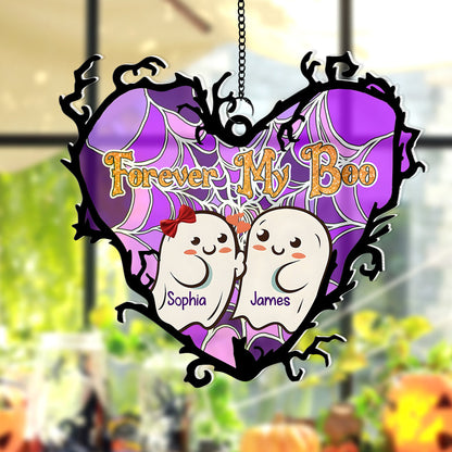 Personalized Gifts for Couple, Forever My Boo Halloween Couple Acrylic Suncatcher 02TODC080824 - Ornament - GoDuckee