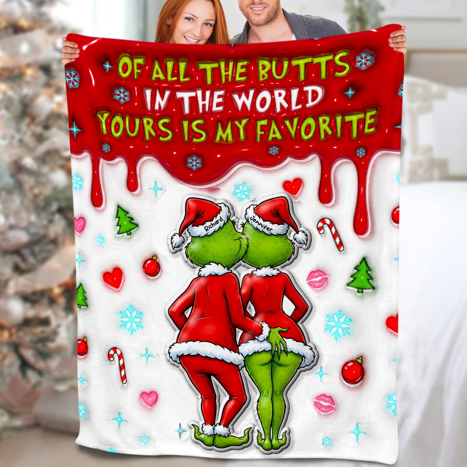 Naughty Green Monster Couple Blanket - Personalized Gifts For Couples 04NAQN031125