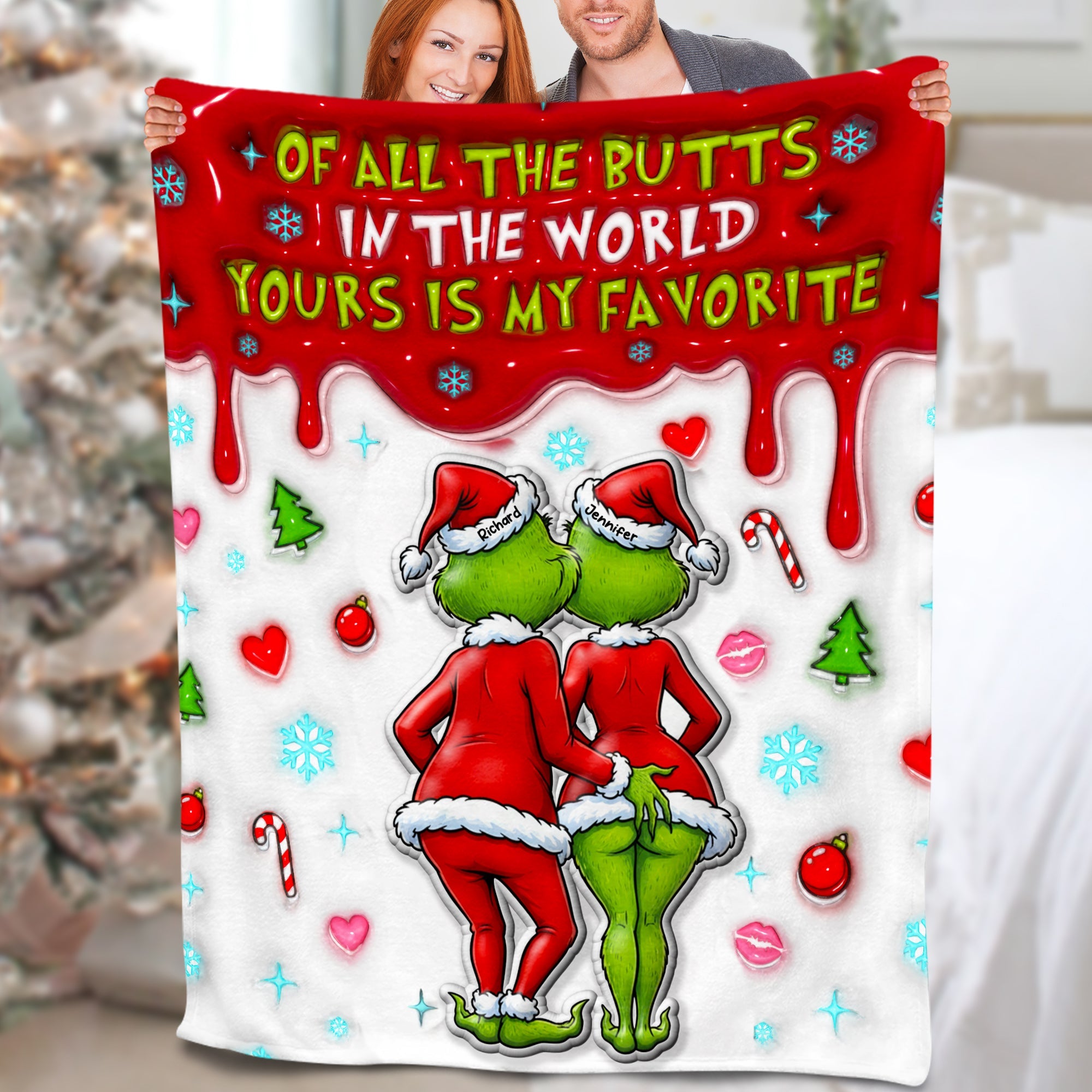 Naughty Green Monster Couple Blanket - Personalized Gifts For Couples 04NAQN031125