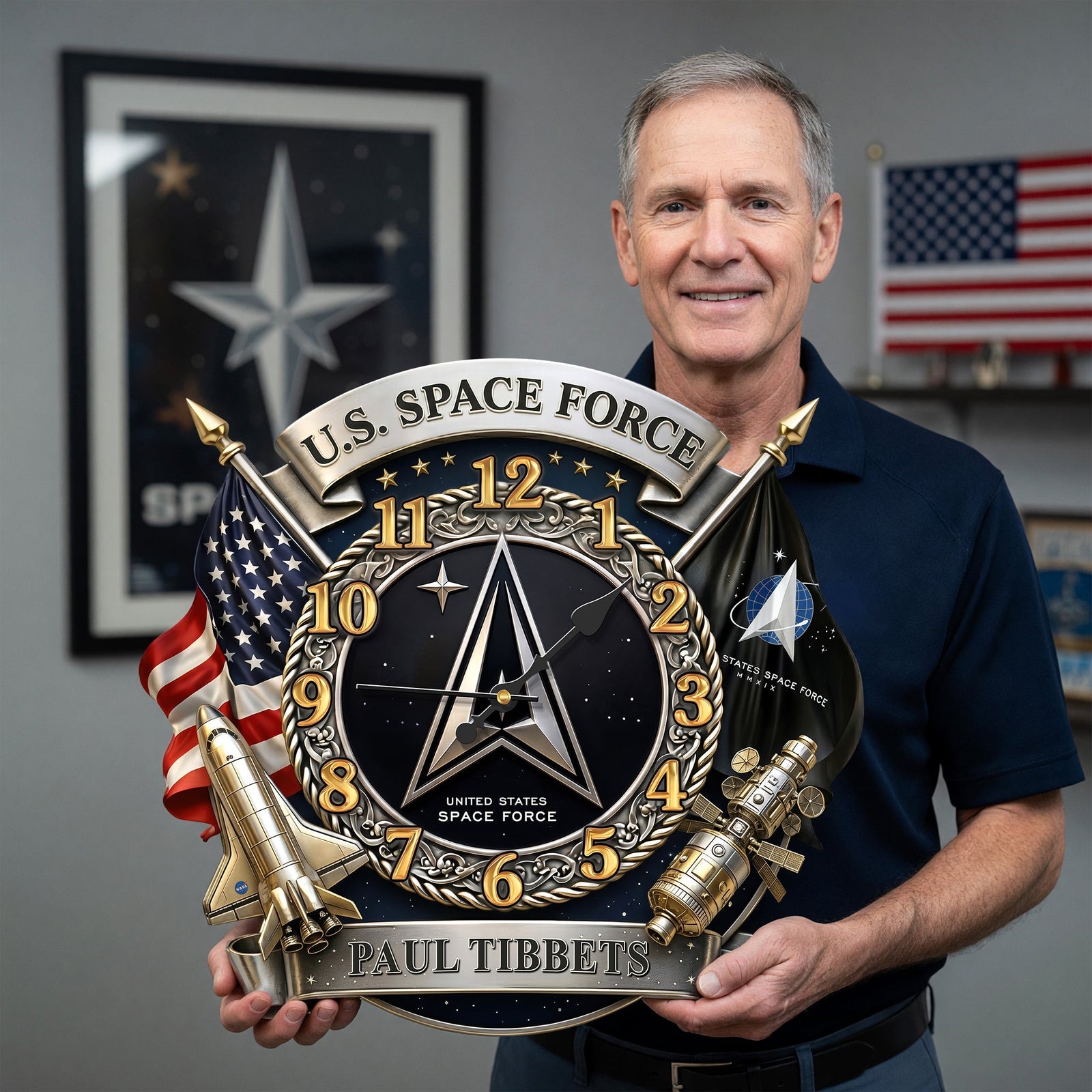Space Military Hanging Clock - Personalized Gifts For Veteran Acrylic Hanging Wall Clock 02HUQN040626