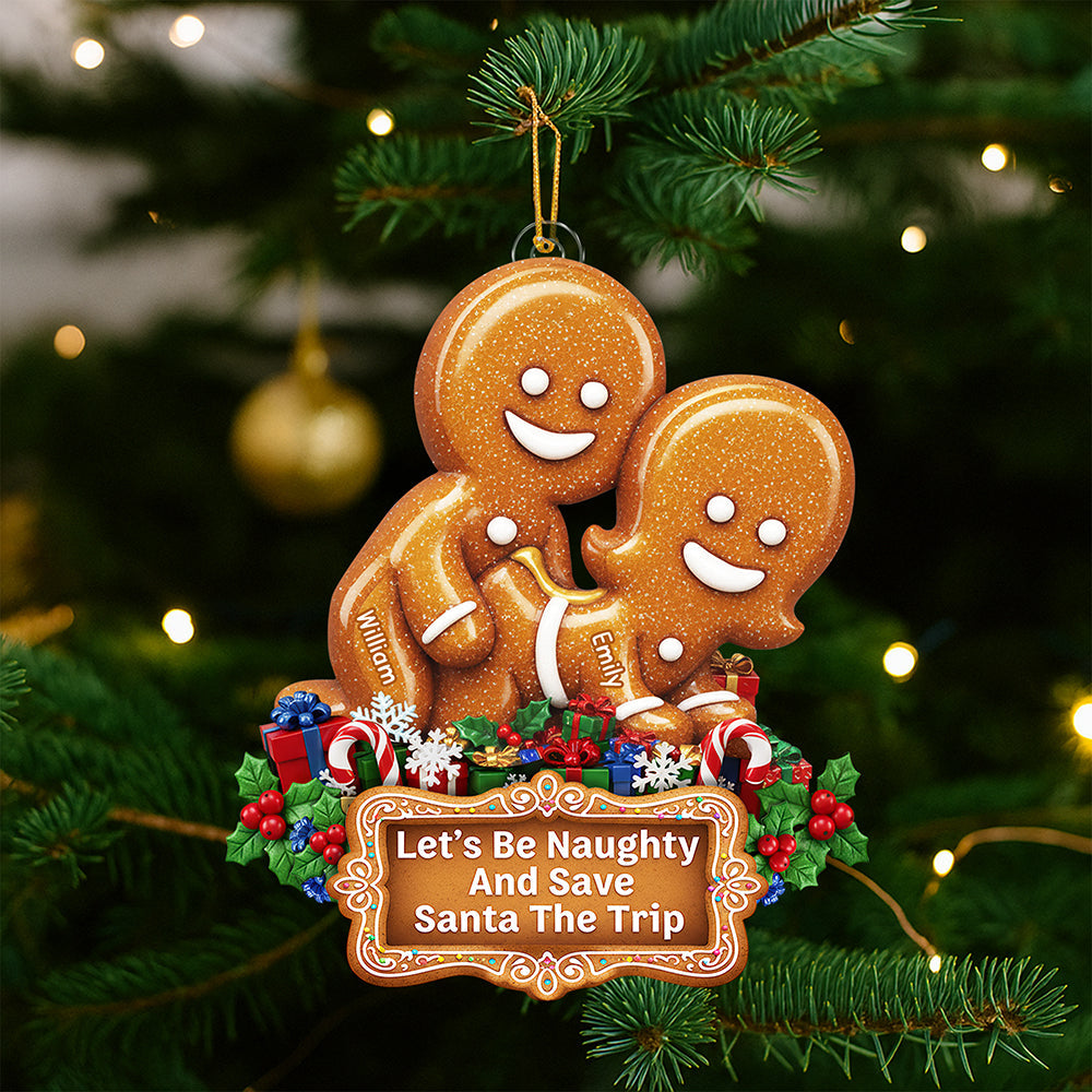 Naughty Gingerbread Couple Christmas Ornament - Personalized Gifts For Couple 02huqn100925