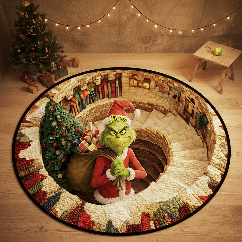 Personalized Gifts For Christmas, Green Monster Quilted Round Mat 05pata291025