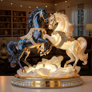 Luxury Horse Couple Light Box - Personalized Gifts For Couple & Horse Lover 06QHLU281125