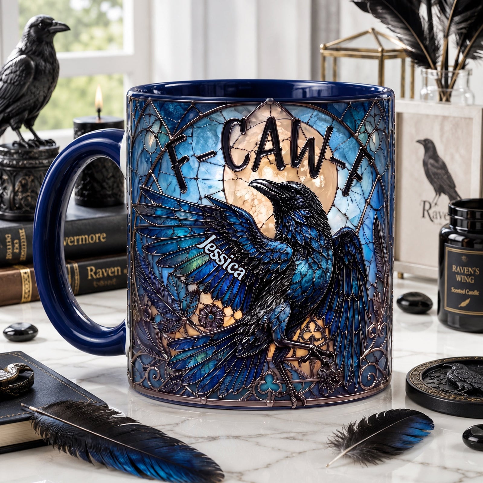Attitude Raven Accent Mug, Personalized Gifts For Gothic Occult Lovers 03qhlu010826