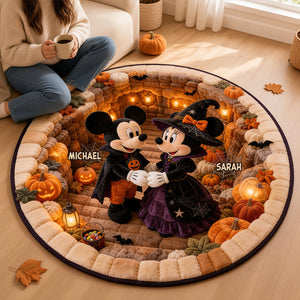 Spooky Little Mouse Round Mat - Personalized Halloween Gifts For Couple 02pgdt290826