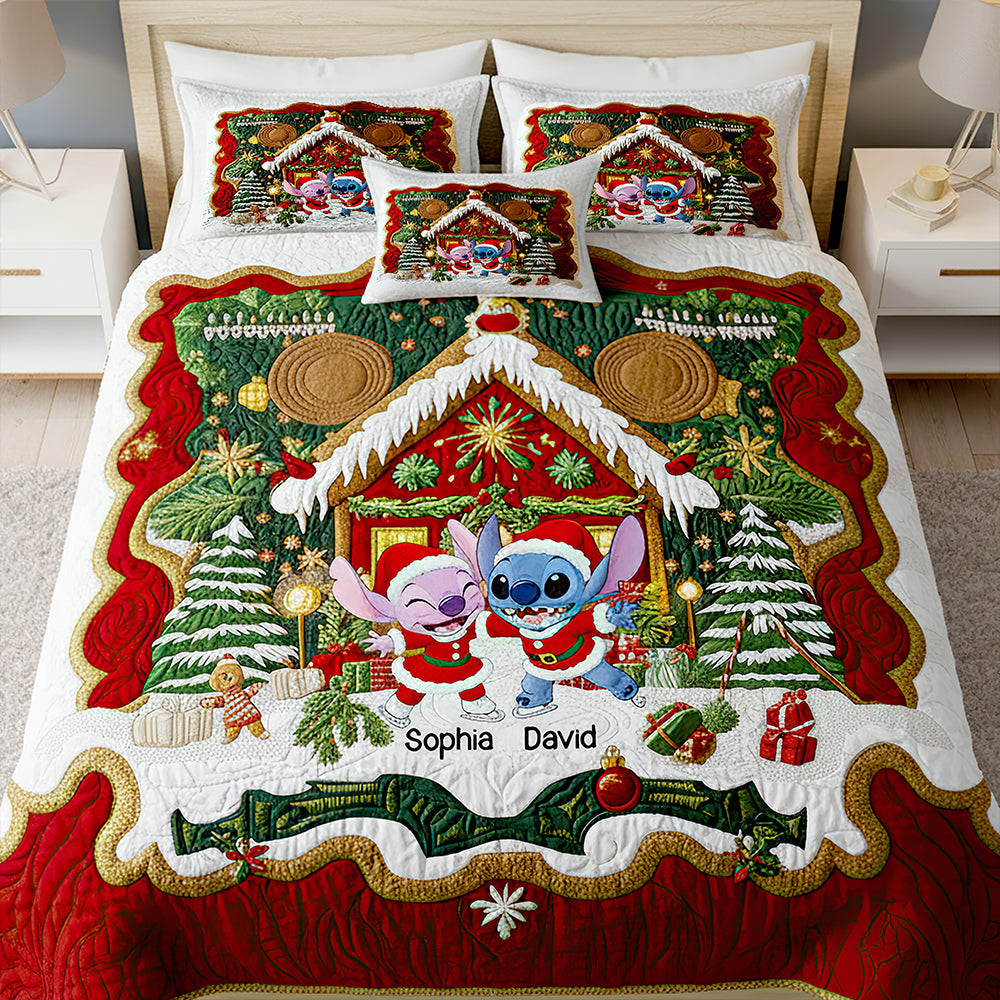 Lover's House Christmas Quilt Bedding Set Gifts For Couple 04NADT060925