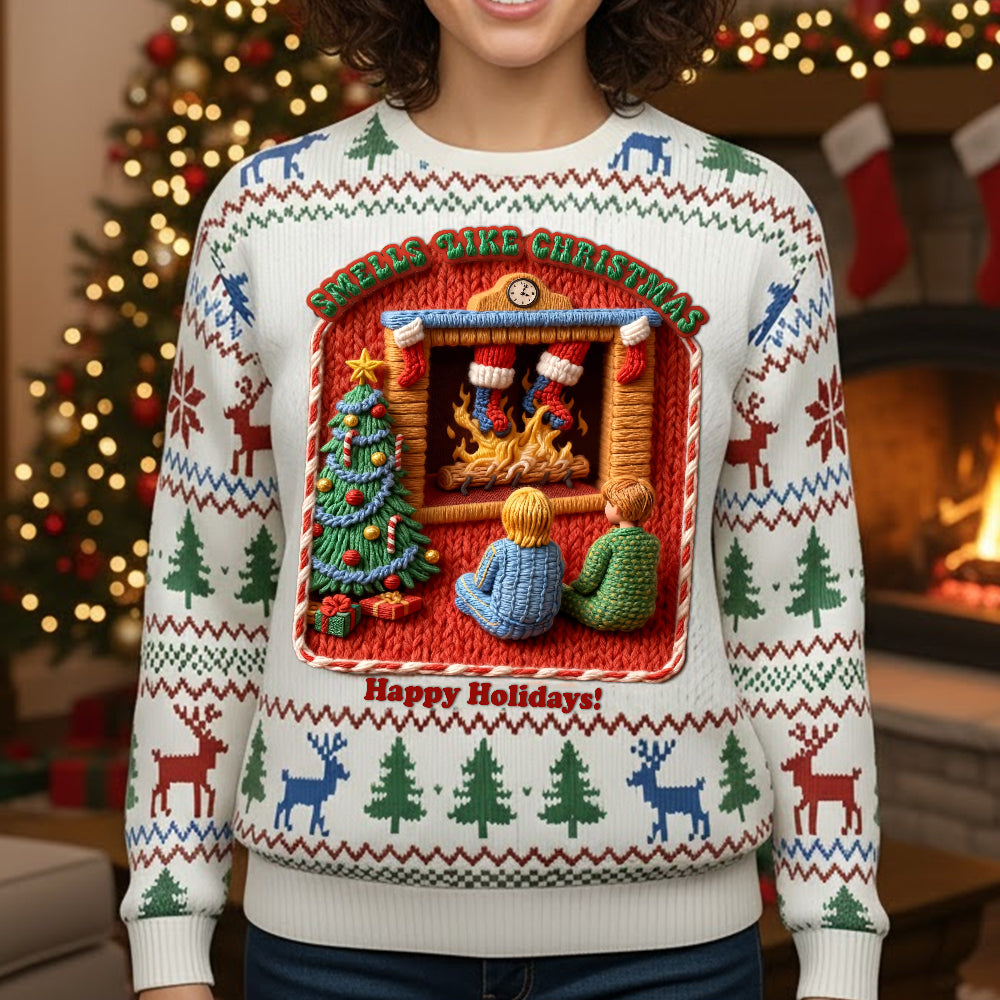 Creepy Fun Waiting Santa In Chimney Ugly Sweater, Personalized Gifts For Christmas 07qhtn041125