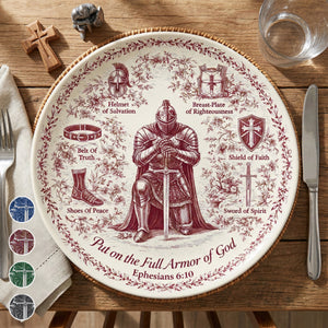 Kneeling Knight Round Ceramic Plate - Personalized Gifts For Christians 02humg130126