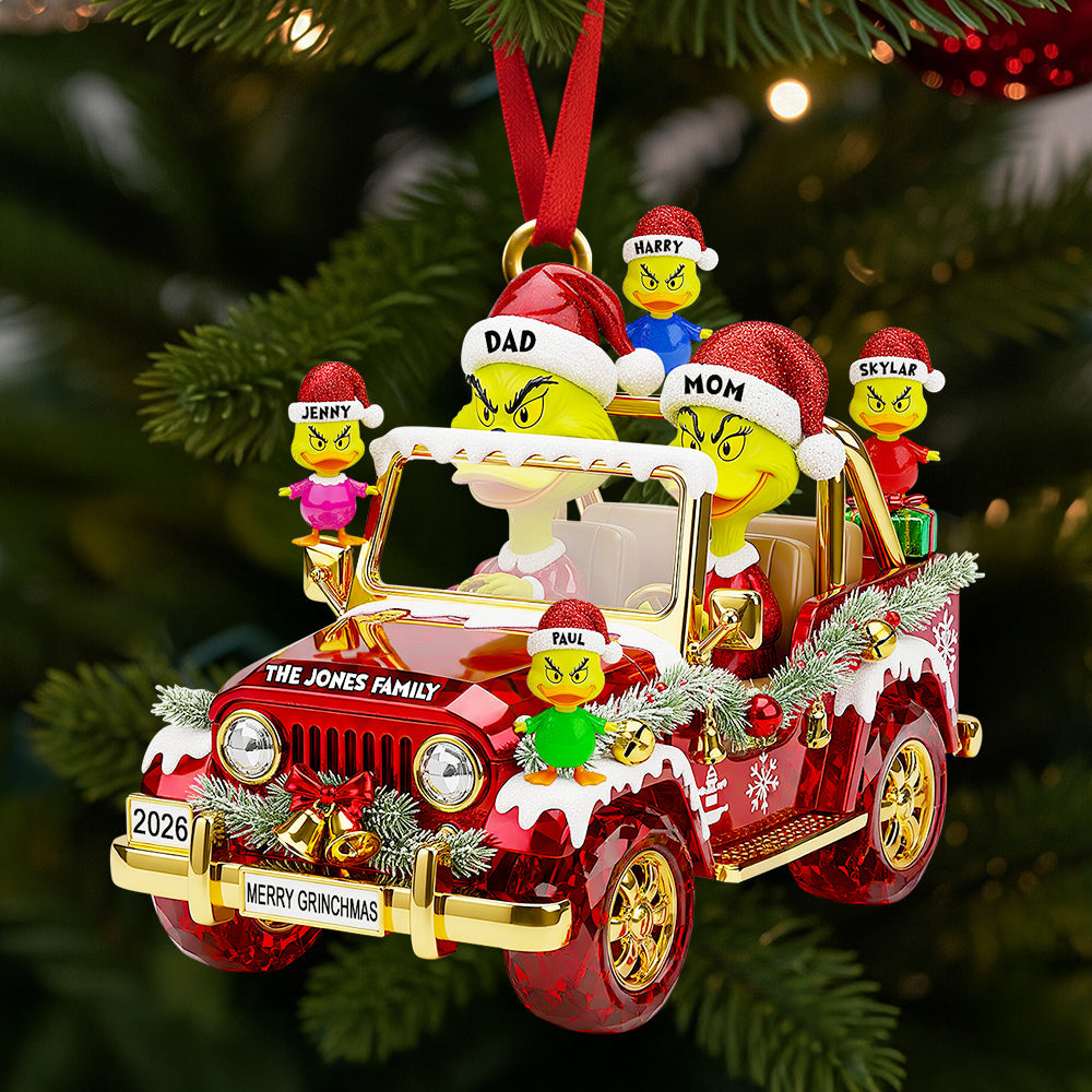 Quirky Family On Off-road Car Ornament - Personalized Christmas Gifts For Family 04DTDT150925