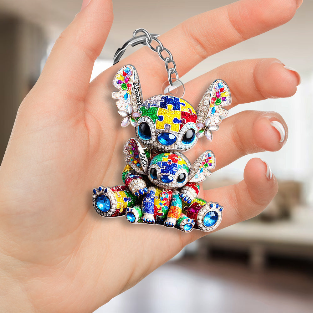 Personalized Gift For Autism Mom Acrylic Keychain Mama Holding Her Little One-Homacus