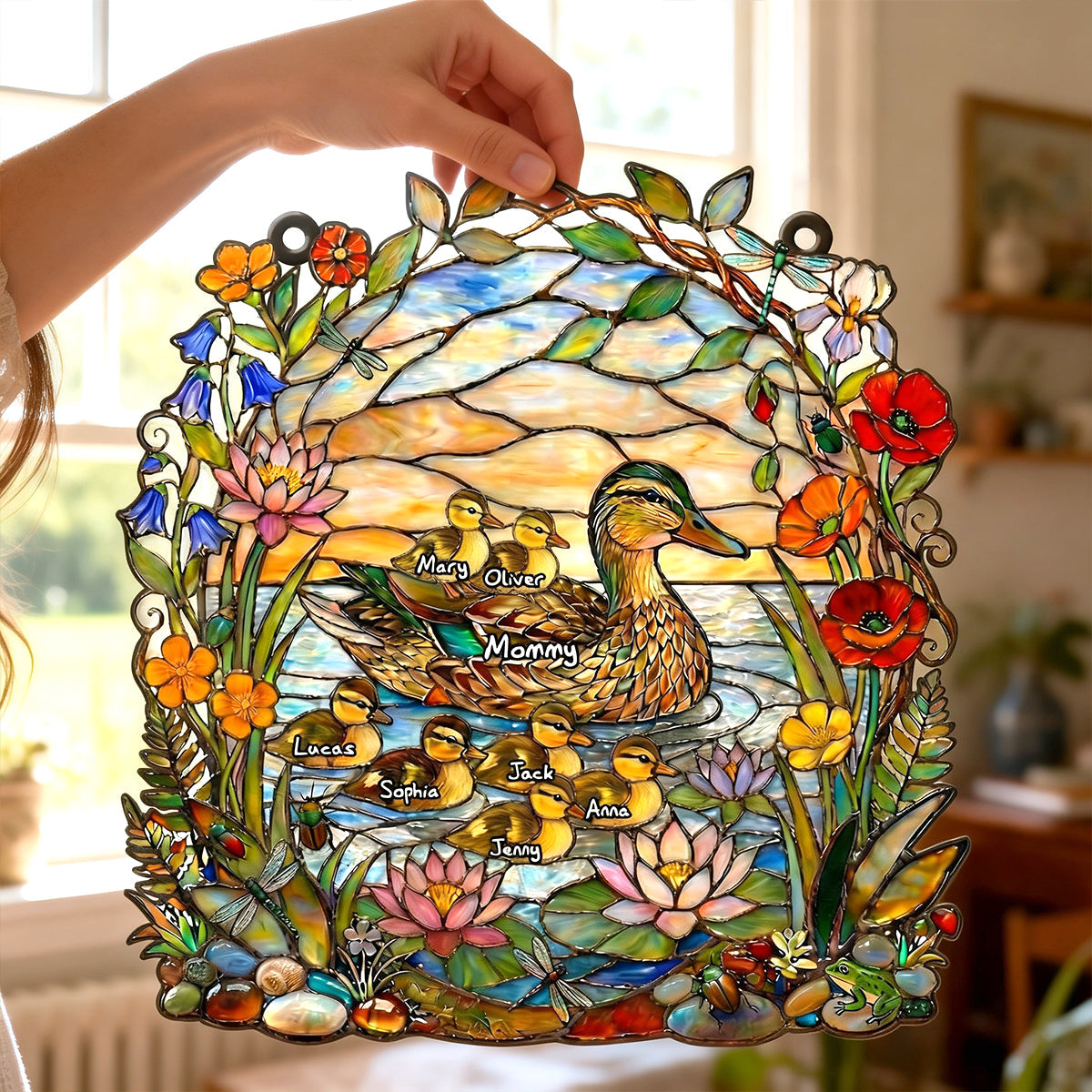 Ducky Mom Suncatcher Ornament - Personalized Gifts For Mom 04TYTN260226
