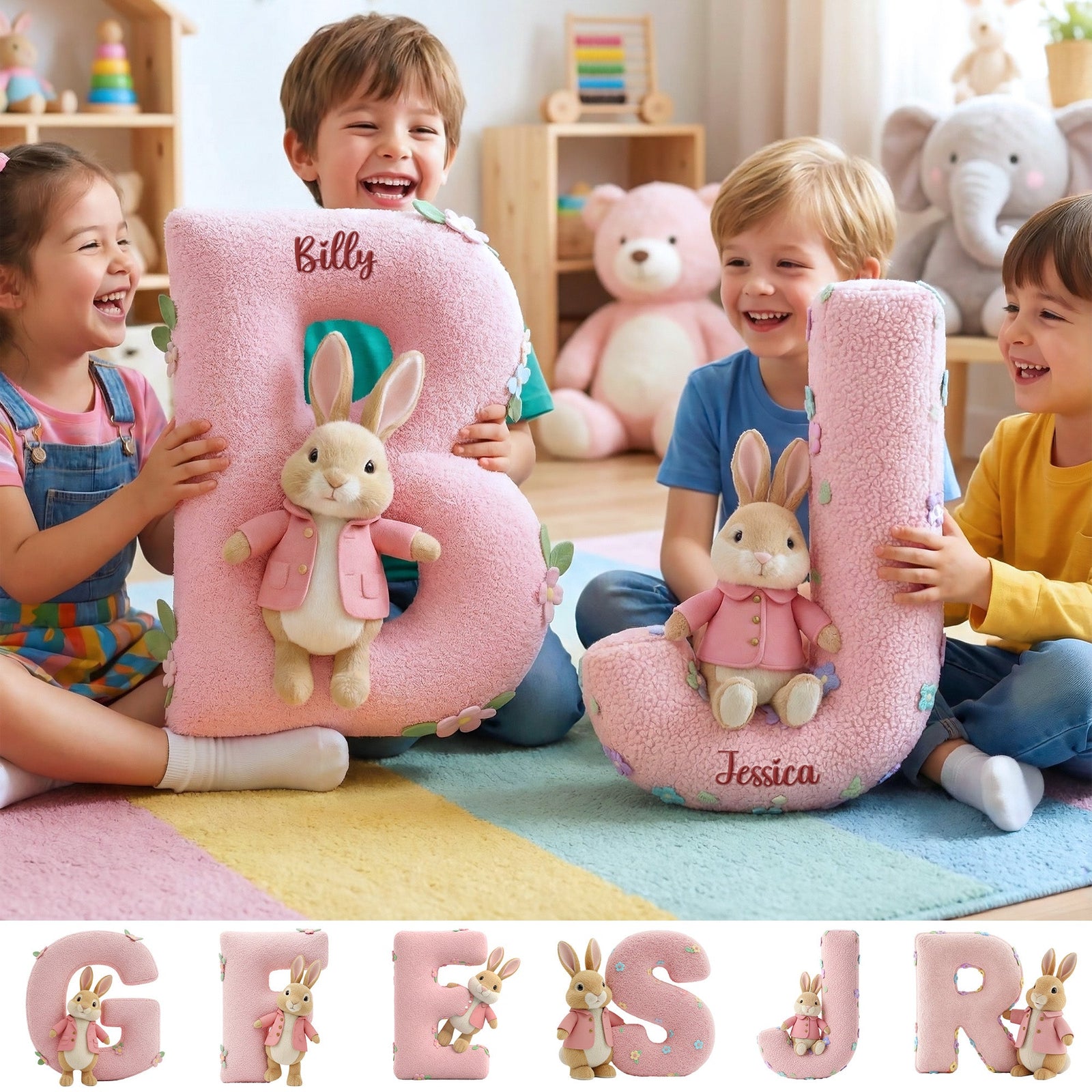 Cute Bunny Alphabet Pillow  - Personalized Gifts For Kids 02namg251125