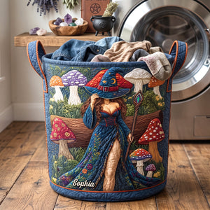 Mushroom Nature Alchemist Quilted Laundry Basket, Personalized Gifts For Witch 03qhtn220726