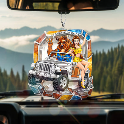 Adventurous Off-Road Couple Car Hanging Ornament, Personalized Christmas Gifts For Off-road Couple 03QHMG250725