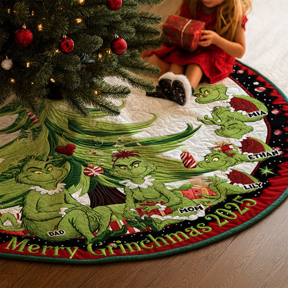 Funny Family Christmas Personalized Quilted Tree Skirt 03TGDT250925