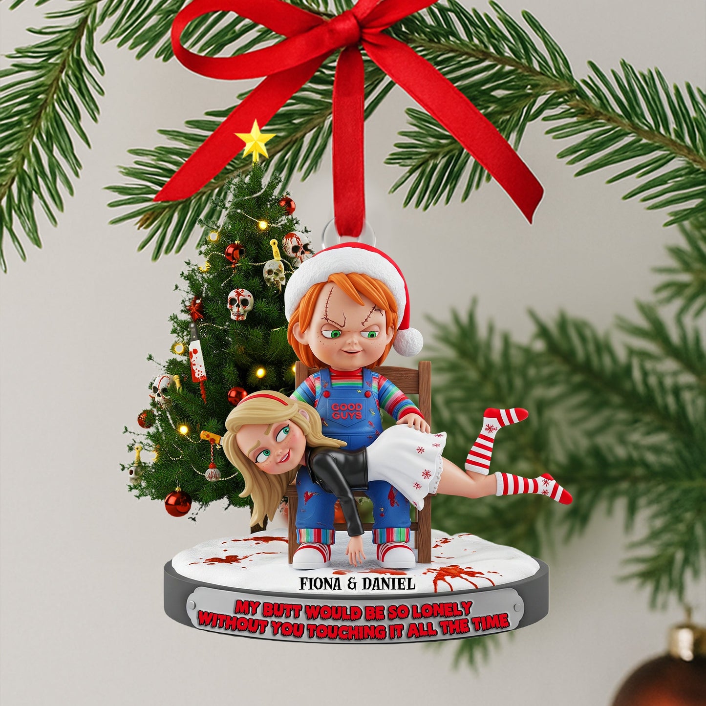 Mischievous Doll Couple Ornament -  Personalized Christmas Gifts For Couple 01NALU090925