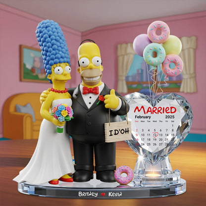 Yellow Cartoon Wedding Couple Plaque - Personalized Gifts For Couple 02nadt050625