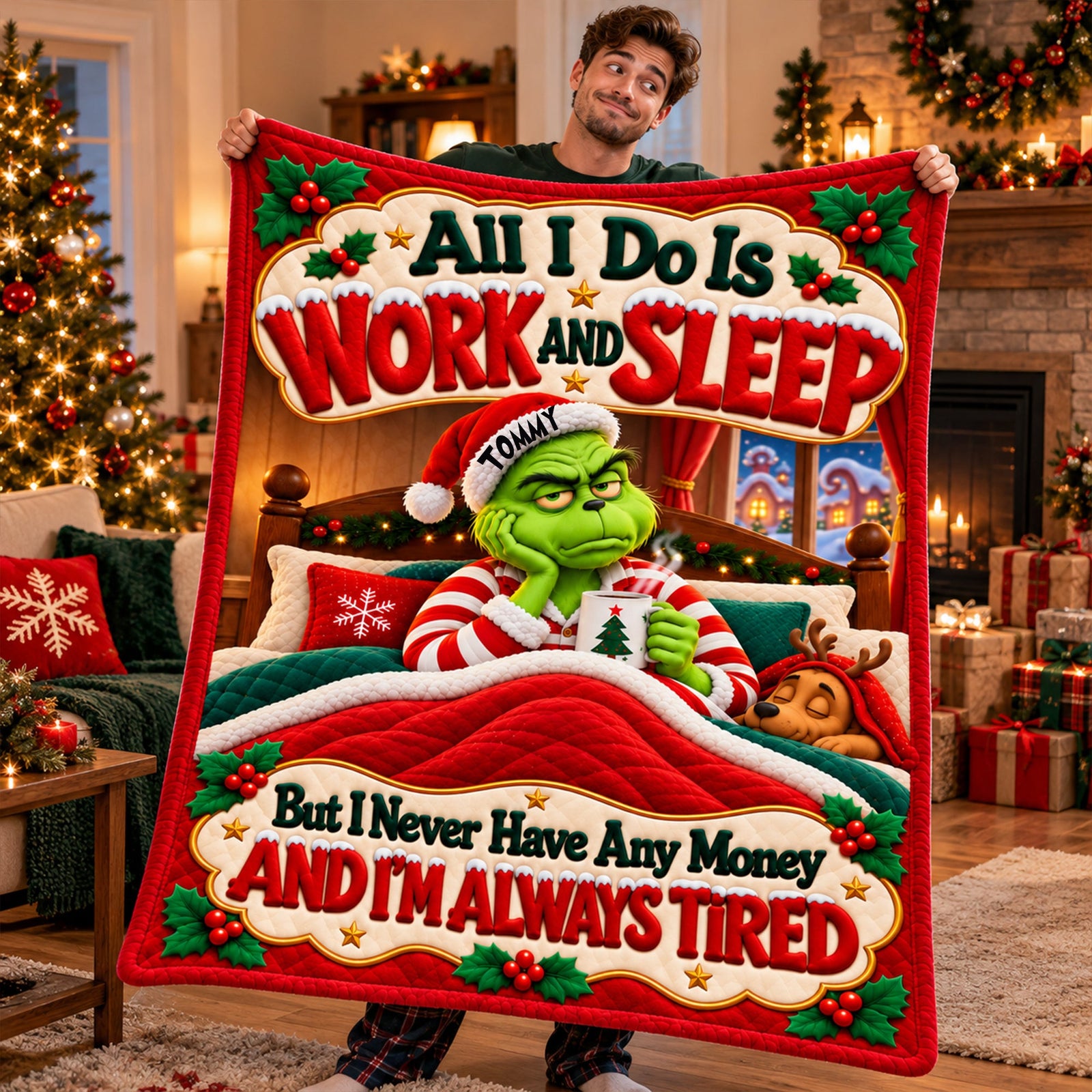 All I Do Is Work and Sleep, But I Never Have Any Money And I'm Always Tired Blanket - Personalized Christmas Gifts 05palu171026