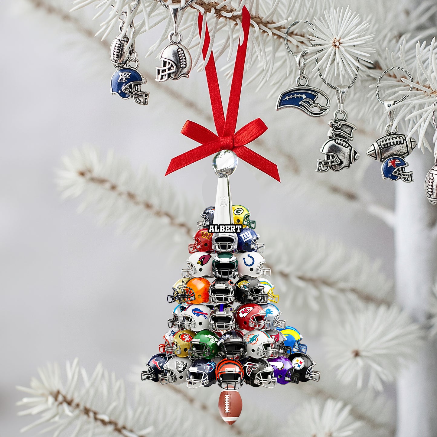 Football Helmet Christmas Tree Ornament - Personalized Gifts For American Football Lovers 02HULU030925