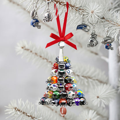 Football Helmet Christmas Tree Ornament - Personalized Gifts For American Football Lovers 02HULU030925