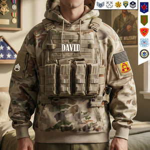 Rugged Military Style Hoodie - Personalized Gift For Veterans 04OHMG251225