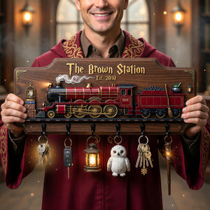 Fantasy Train Station Family Acrylic Key Hanger - Personalized Gifts For Family Key Hanger 01HUQN080526