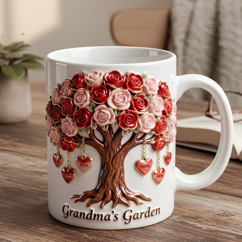 Family Heart Coffee Mug - Personalized Gifts For Grandma 04OHDT311225