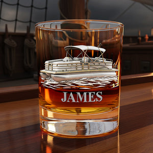 Pontoon Personalized 11oz Round Drinking Glass, Personalized Gifts For Sea Lover 01pgta230925