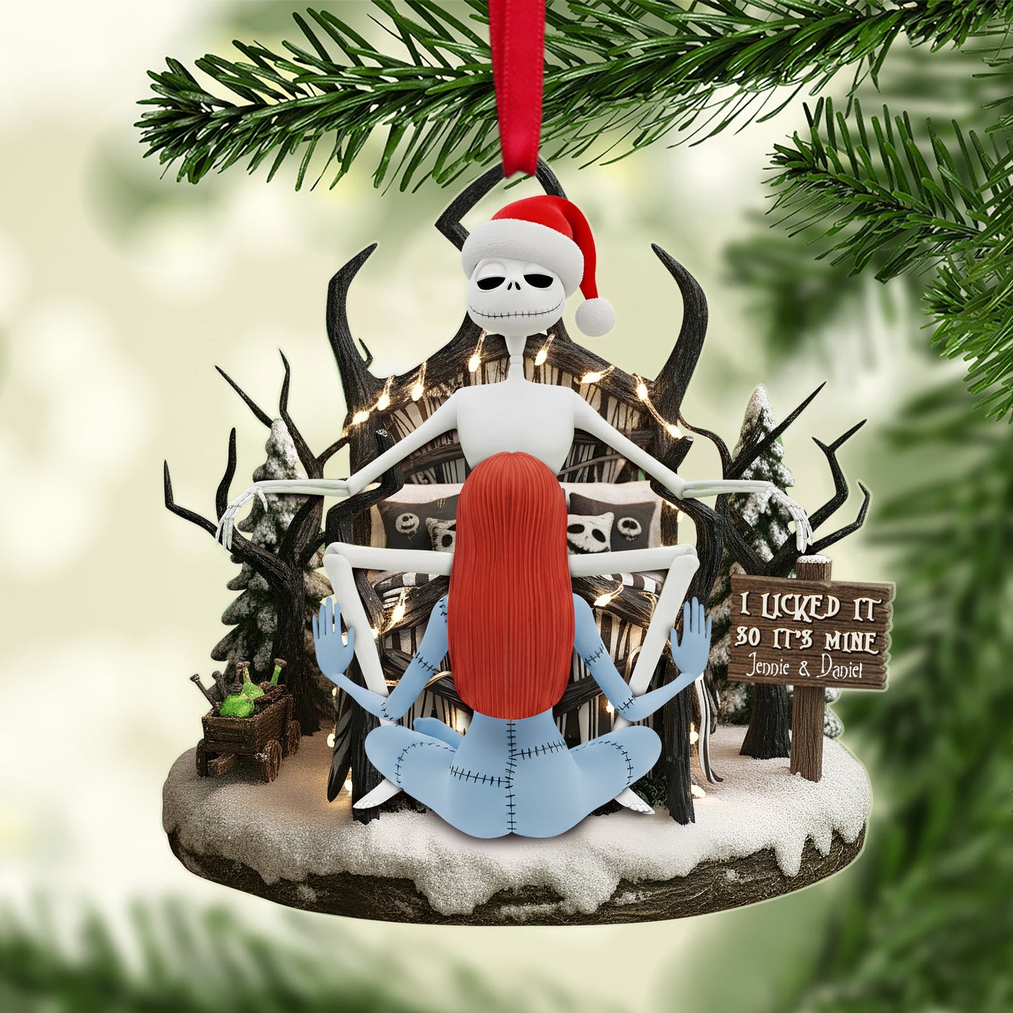 Naughty Skull Couple Ornament - Personalized Christmas Gift For Couples 02TGLU230925