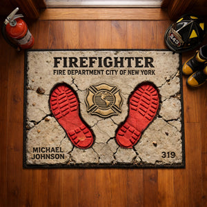 Firefighter Boot Print Doormat - Personalized Gift For Firefighter 04TGLU120226