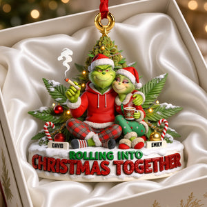 Rolling Into Christmas Together Acrylic Ornament - Personalized Gift For Couples 06TODH150926