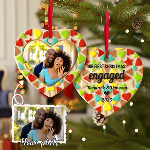 First Christmas Engaged Ornament, Personalized Gifts For Couple 01qhmg030925 - Ornament - GoDuckee
