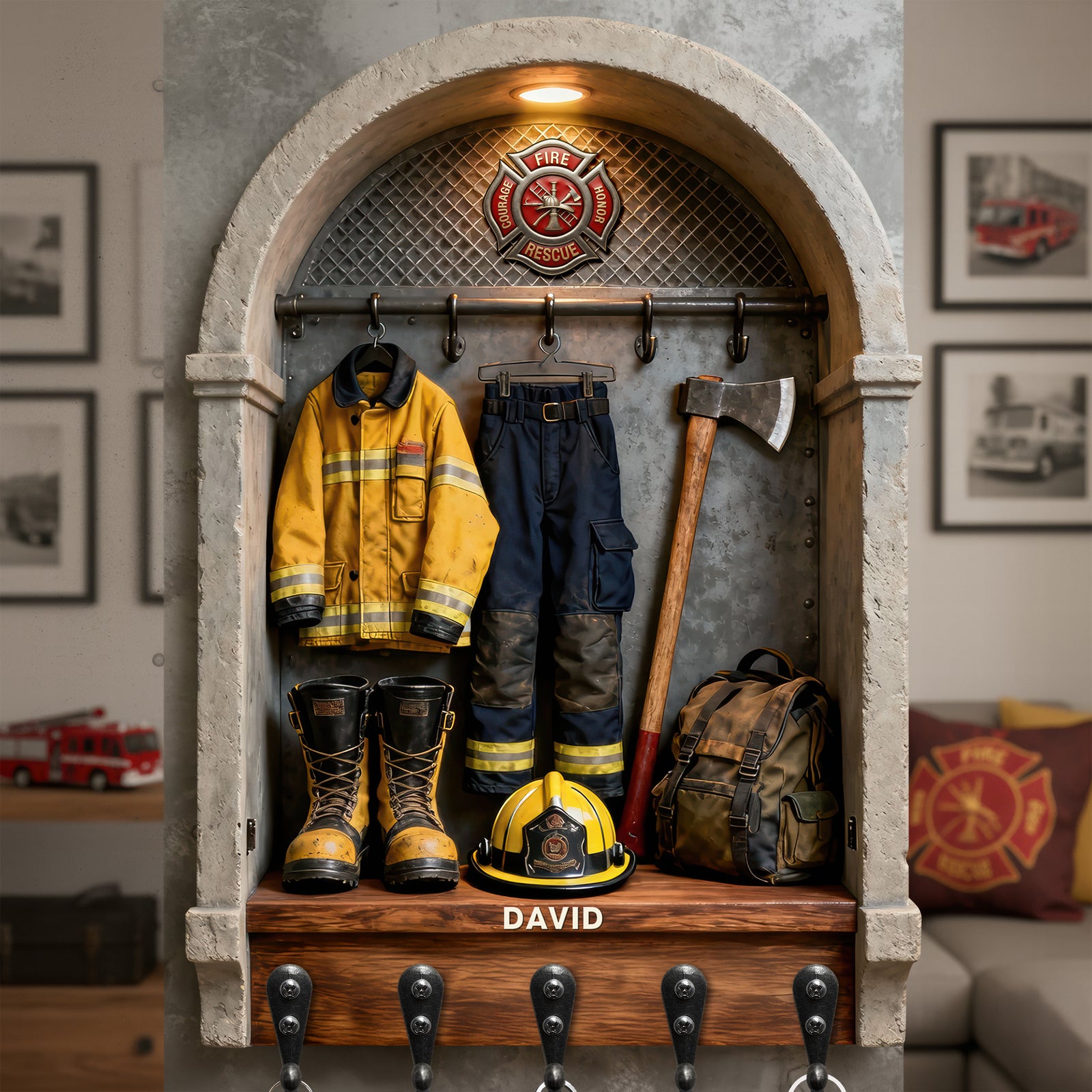 Firefighter Gear Acrylic Key Hanger – Personalized Gifts For Firefighter 03toqn161225