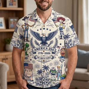 Patriotic Friends Toile De Jouy Hawaiian Shirt – USA 250 Celebration 01patn180626