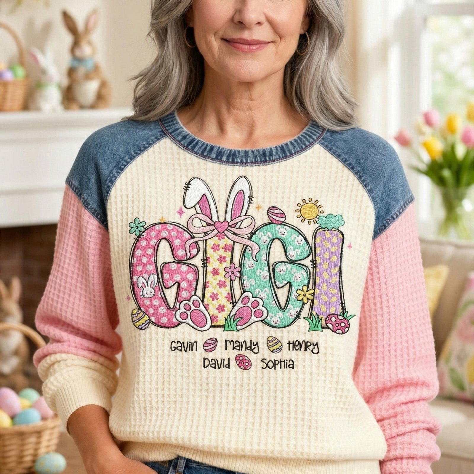 Cute Easter Bunny 3D Sweatshirt - Personalized Gifts For Grandma 01naqn240226