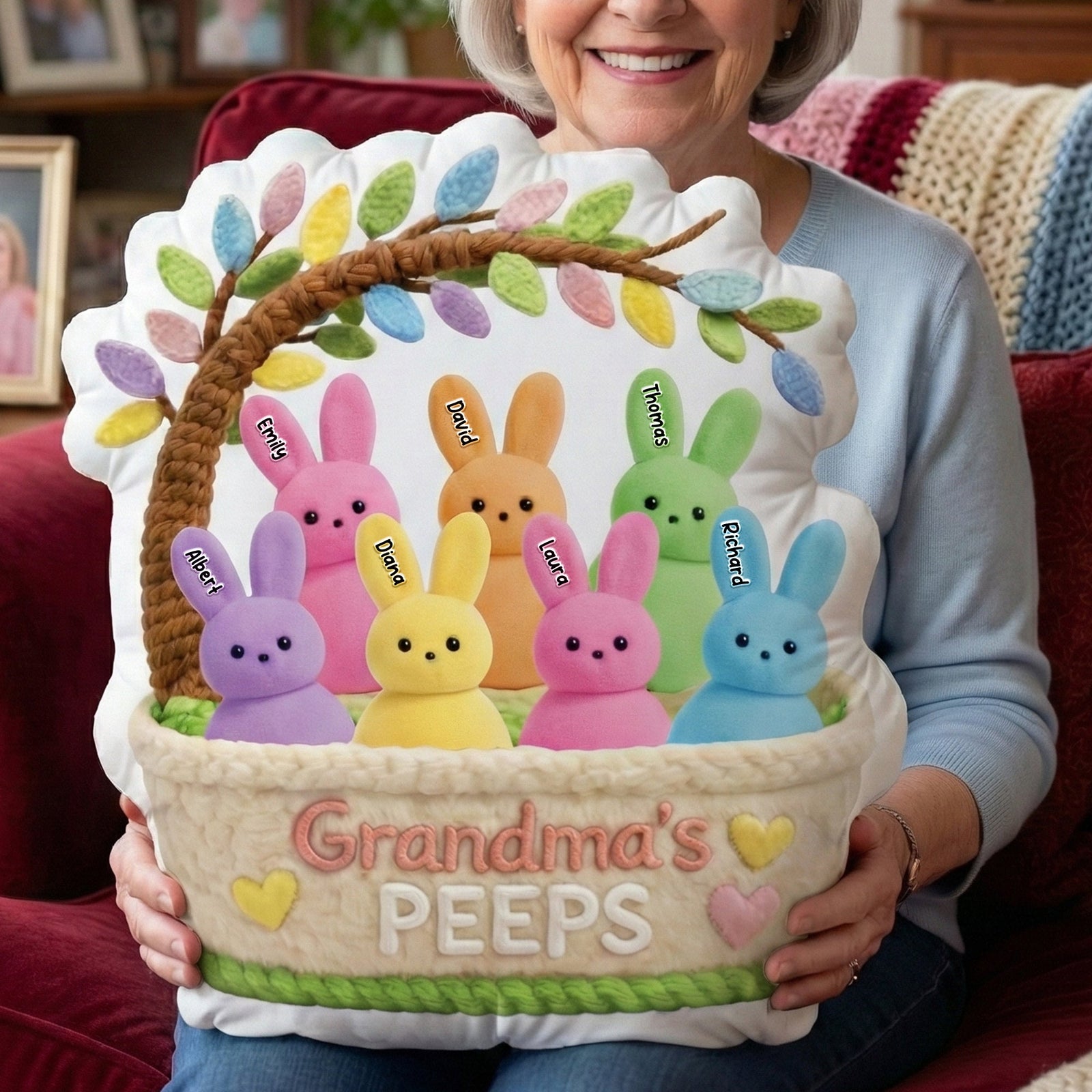 Grandma Peep Easter Custom Shape Pillow - Personalized Gifts For Grandma 05ohqn040226
