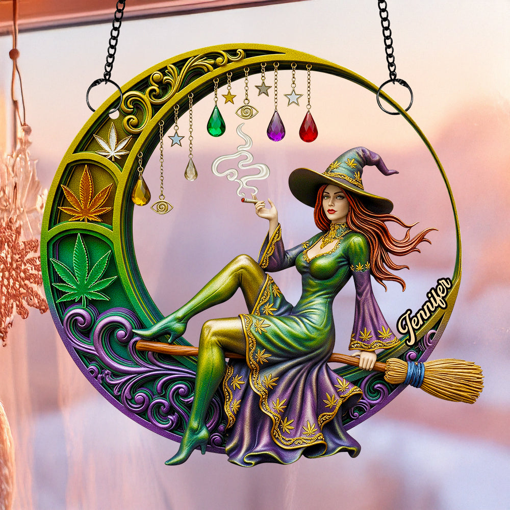 Chill Broom Girl Suncatcher Ornament Personalized Gifts for Fantasy Lovers 03NADT230725