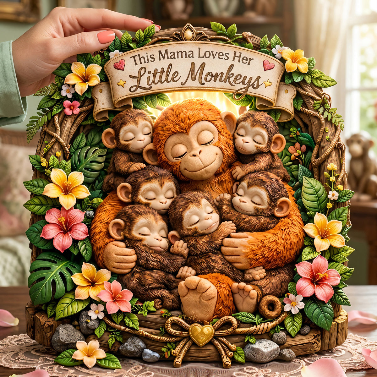 Mom And Her Little Monkeys Acrylic Plaque - Personalized Mother's Day Gifts 01tota110326