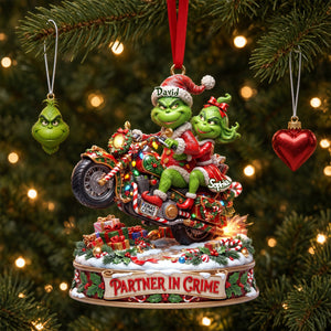 Monster Riding Couple Ornament - Personalized Gifts For Couple Christmas Ornament 06TYLU170826