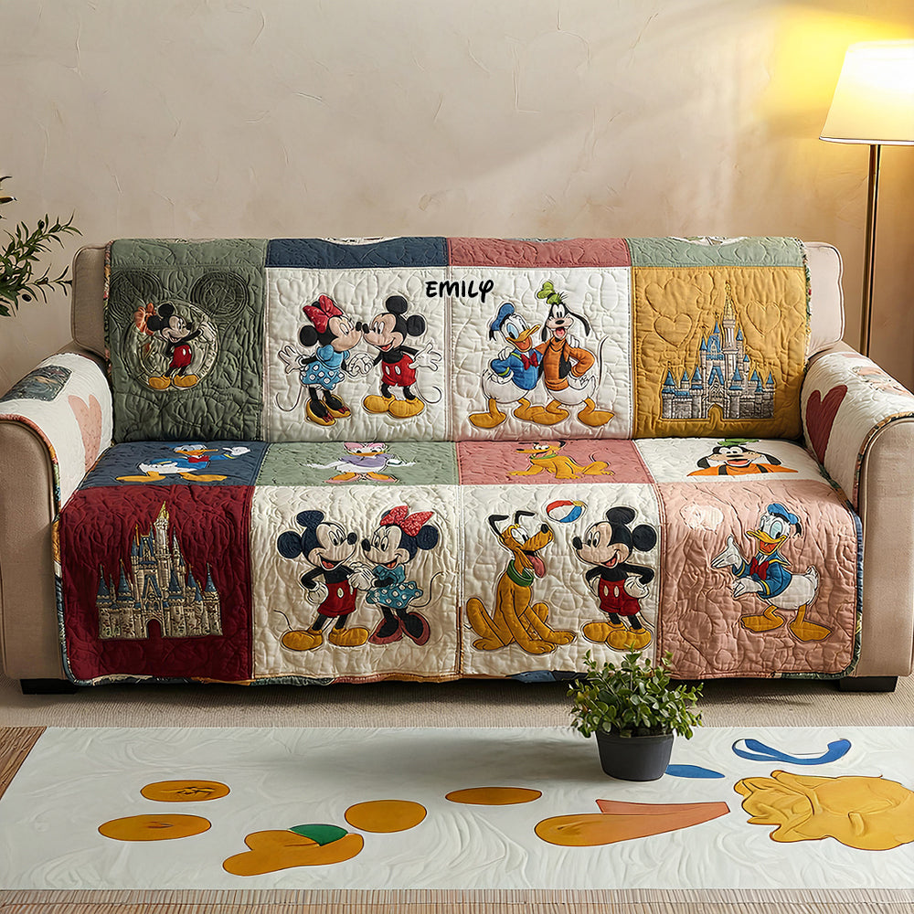 Cute Friends Collage Quilted Sofa Cover, Personalized Gifts 02qhdt260126