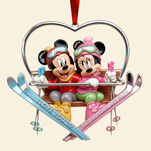 Cute Skiing Couple Acrylic Ornament - Personalized Gifts For Skiing Couple 03QHQN101125