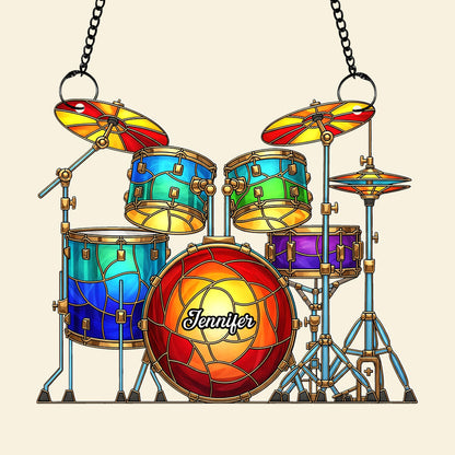 Colorful Drum Kit Suncatcher Ornament – Personalized Christmas Gifts For Drum Kit Lovers 02pgqn290725
